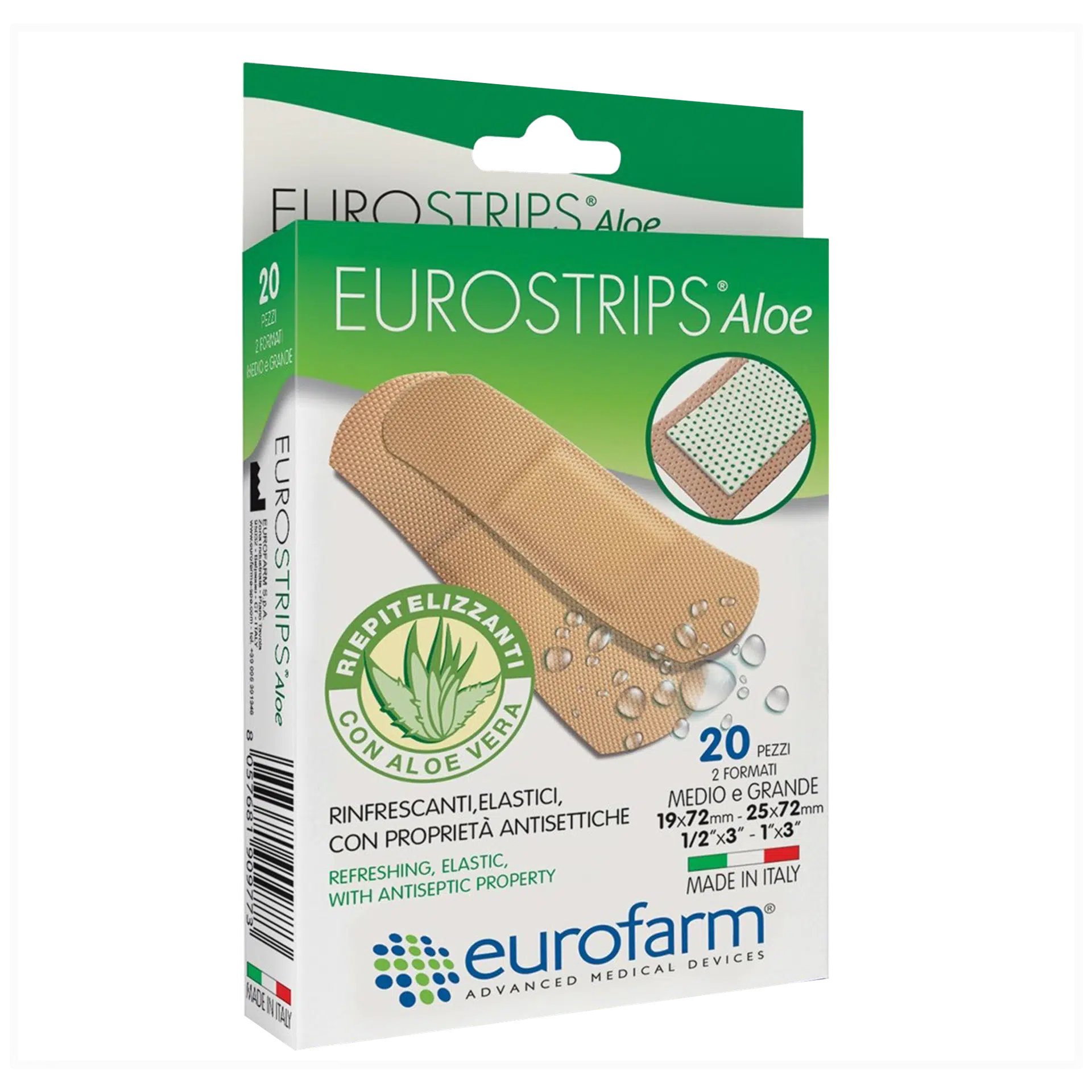 EUROSTRIPS ALOE 19 X 72 MM + 25 X 72 MM (CAJA X 20 UNDS).