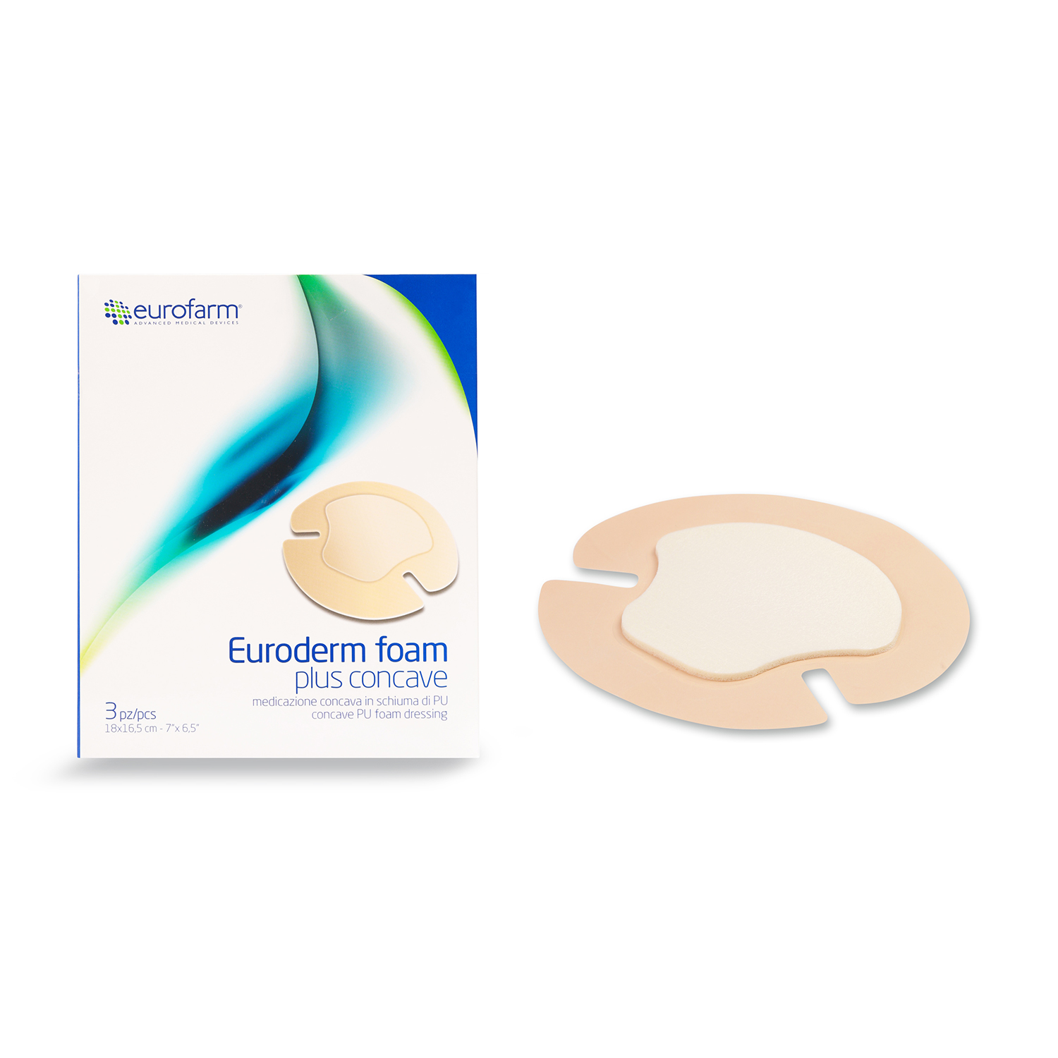 EURODERM FOAM CONCAVE 18CM X 16,5CM (CAJA X 3 UNDS).